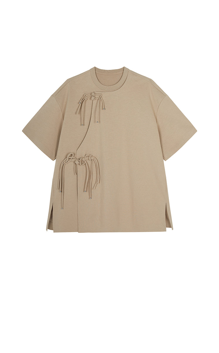 T-shirt / JNBY Oversized Tee with Chinese Button Closure Green