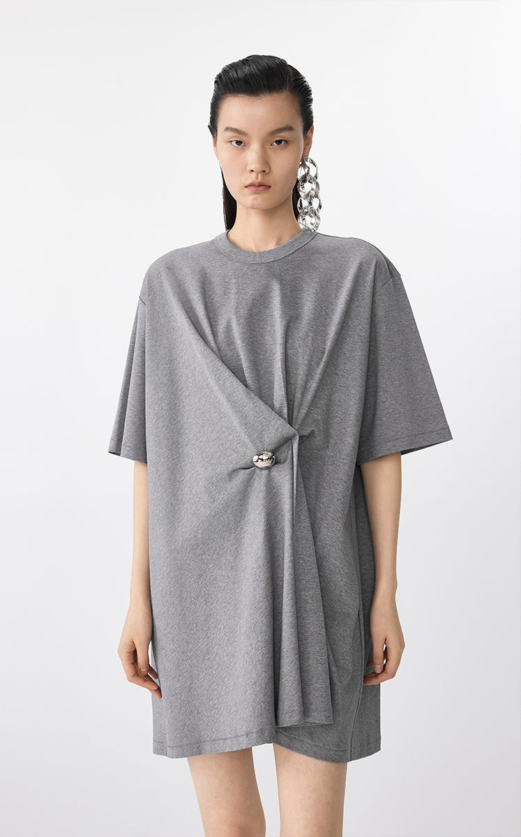 Dress / JNBY Asymmetric Cotton Short Sleeve Dress