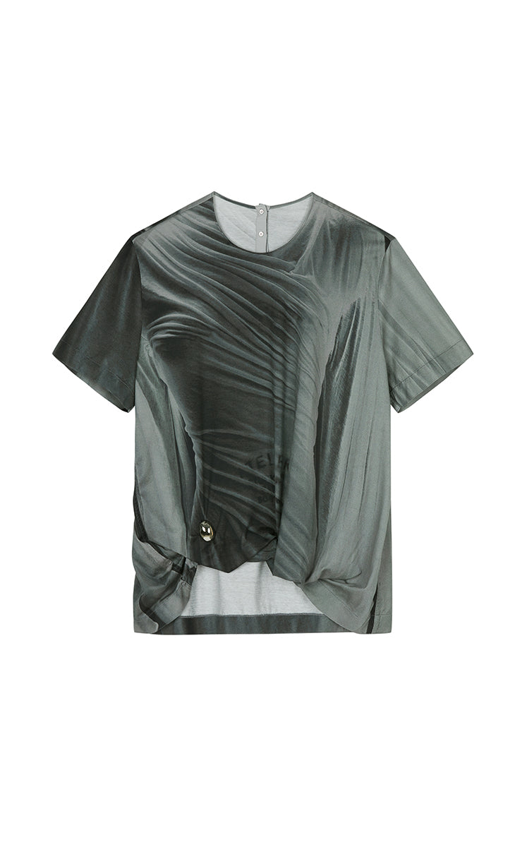 T-shirt / JNBY Wrinkled Print Cotton Tee