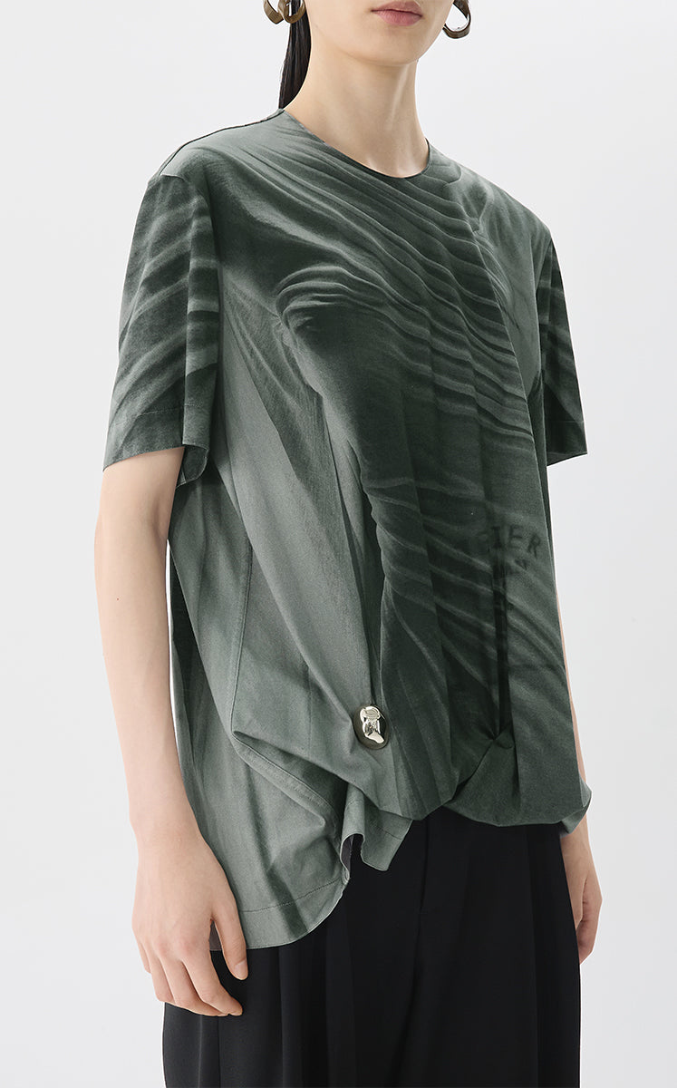 T-shirt / JNBY Wrinkled Print Cotton Tee
