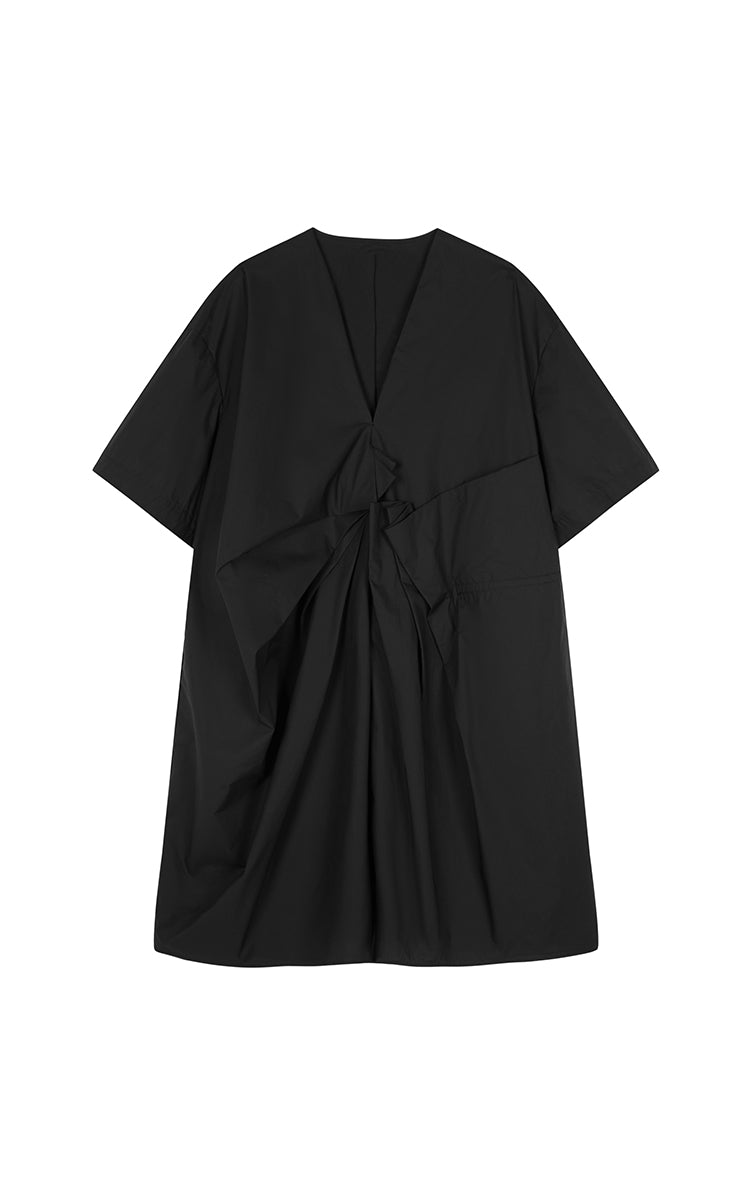 Dress / JNBY Pleated Poplin V-Neck Dress Black