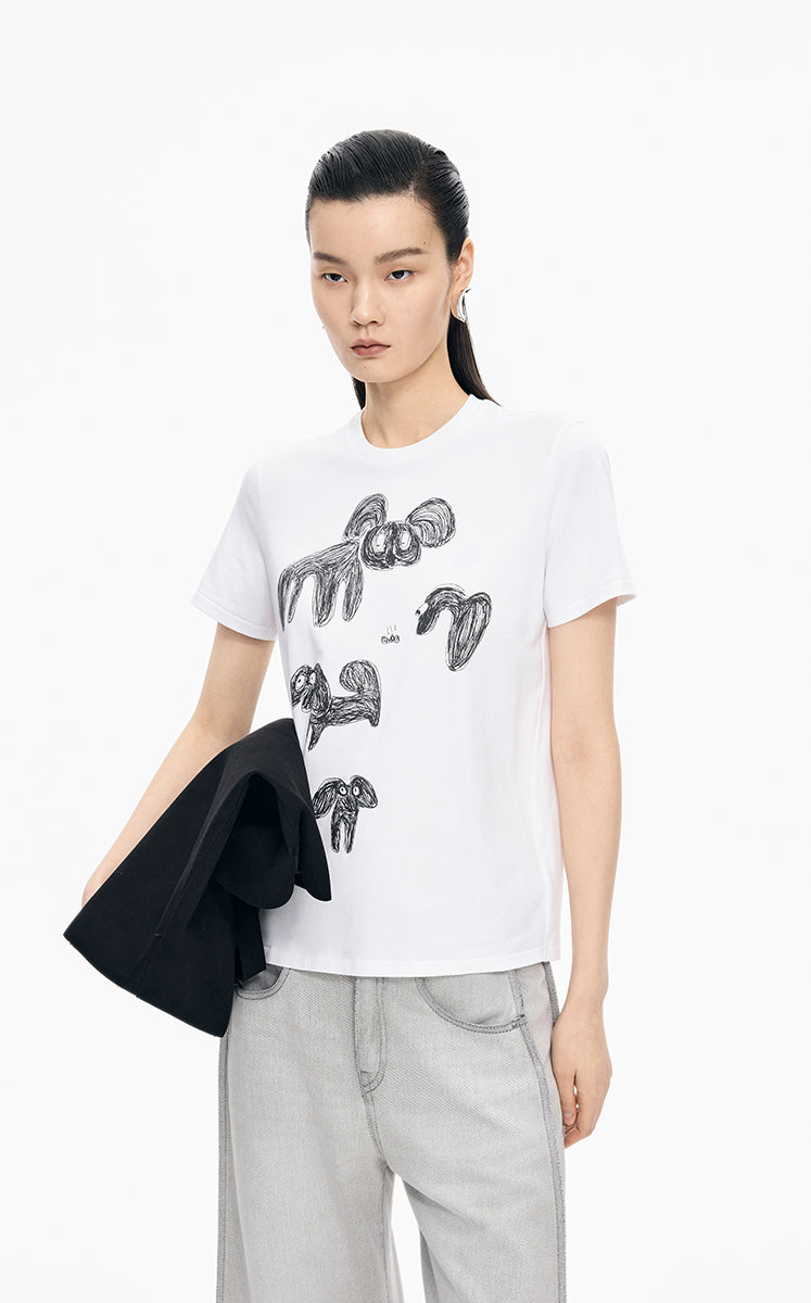 T-shirt / JNBY Animal Graphic Stretch Cotton Tee
