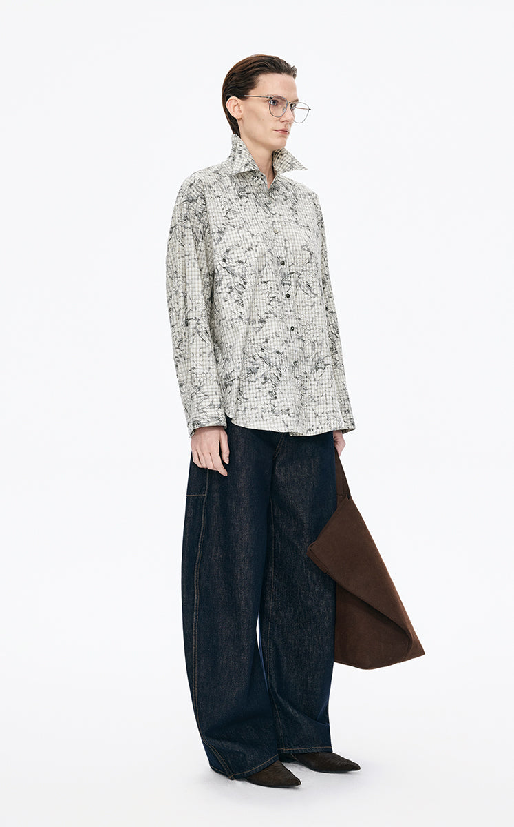 Shirt / JNBY Colored Pencil Floral Cotton Shirt