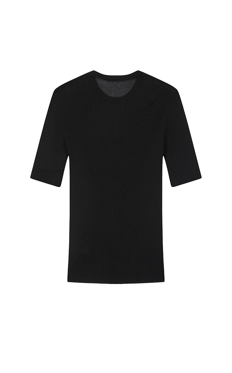 Sweater / JNBY Slim Fit Ultra-Thin Short Sleeve Pullover Black