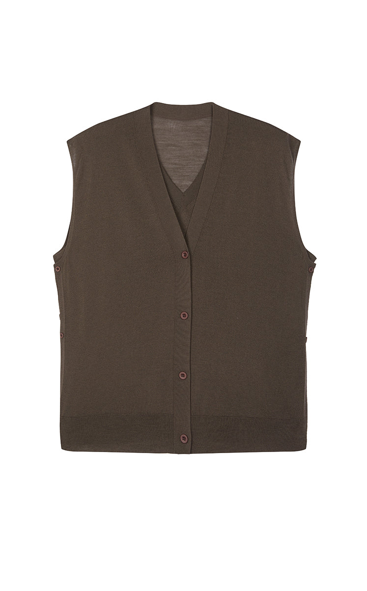 Sweater / JNBY Merino Wool Knit Vest Dark Brown