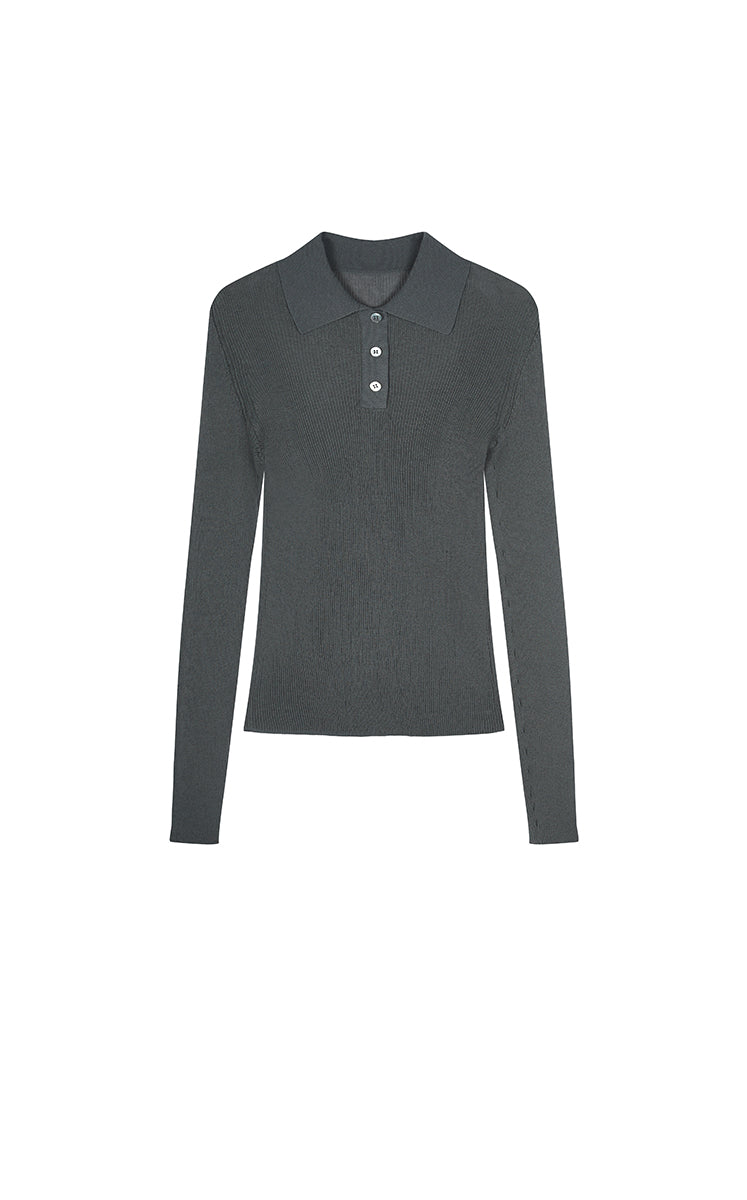 Sweater / JNBY Slim Fit Ultra-Thin Long Sleeve Pullover Grey