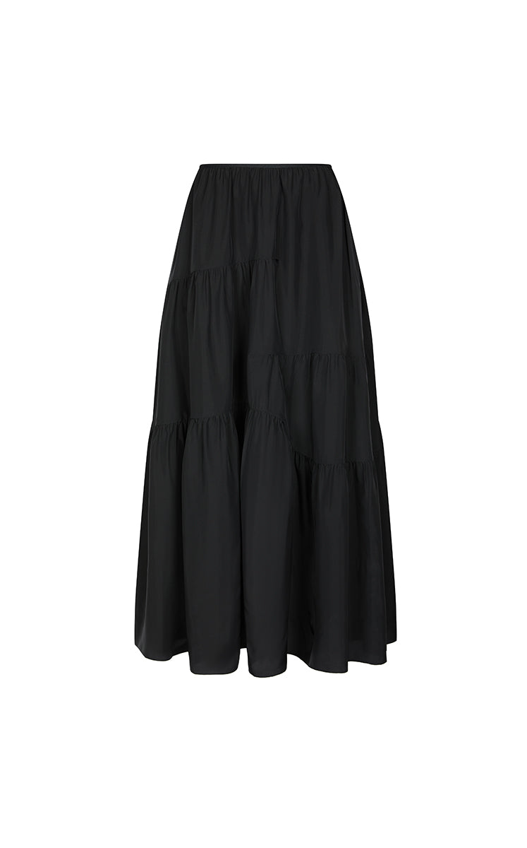 Skirt / JNBY A-Line Pleated Rayon Silk Maxi Skirt black