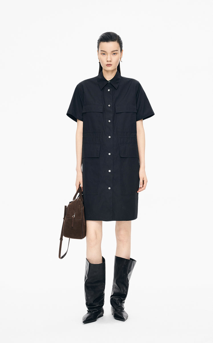 Dress / JNBY Cotton Poplin Short Sleeve Dress black
