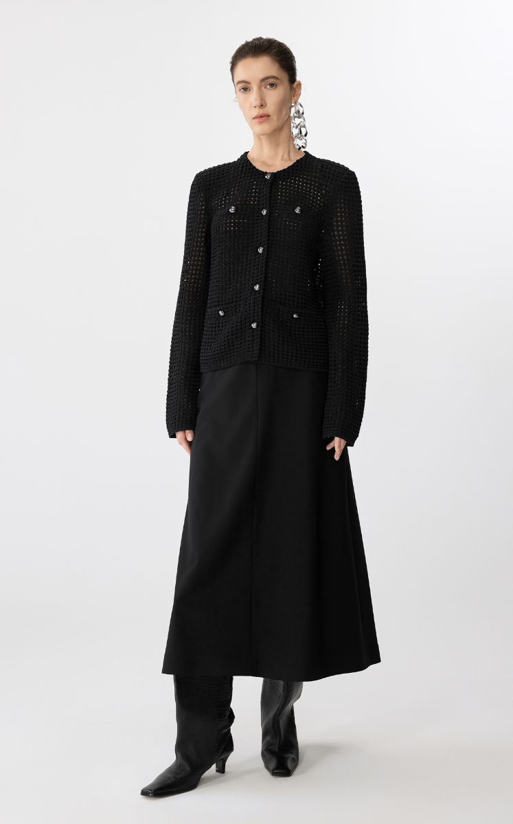 Sweater / JNBY Eco-Friendly Cropped Knit Cardigan Black