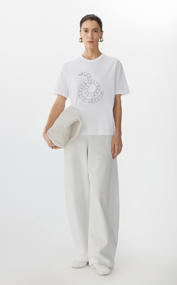 T-shirt / JNBY Cotton-Hemp Relaxed Fit Snake Graphic T-Shirt White