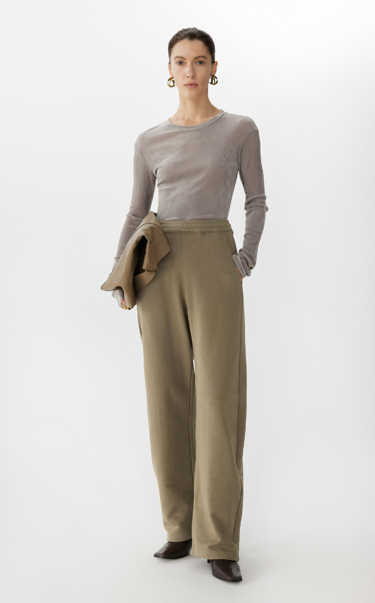 Pants / JNBY Drawstring Banana Fit Cotton Terry Pants Light grey coffee