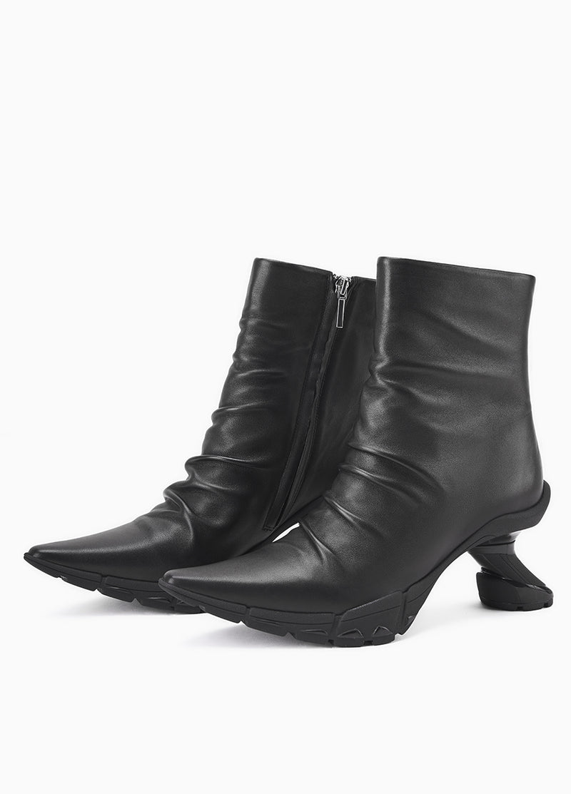 Shoes / JNBY Wool Leather Ankle Boots Black