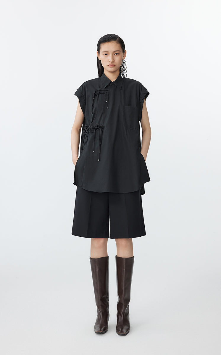 Shirt / JNBY Sleeveless Shirt with Chinese Button Closure Black