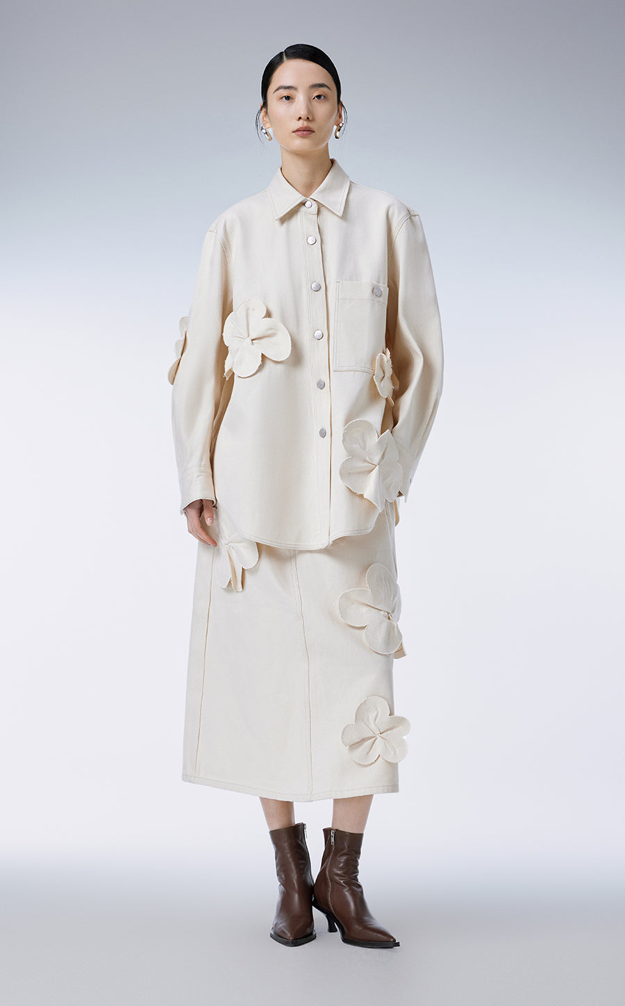 Skirt / (ESG) JNBY A-line 3D-floral Skirt Ivory1