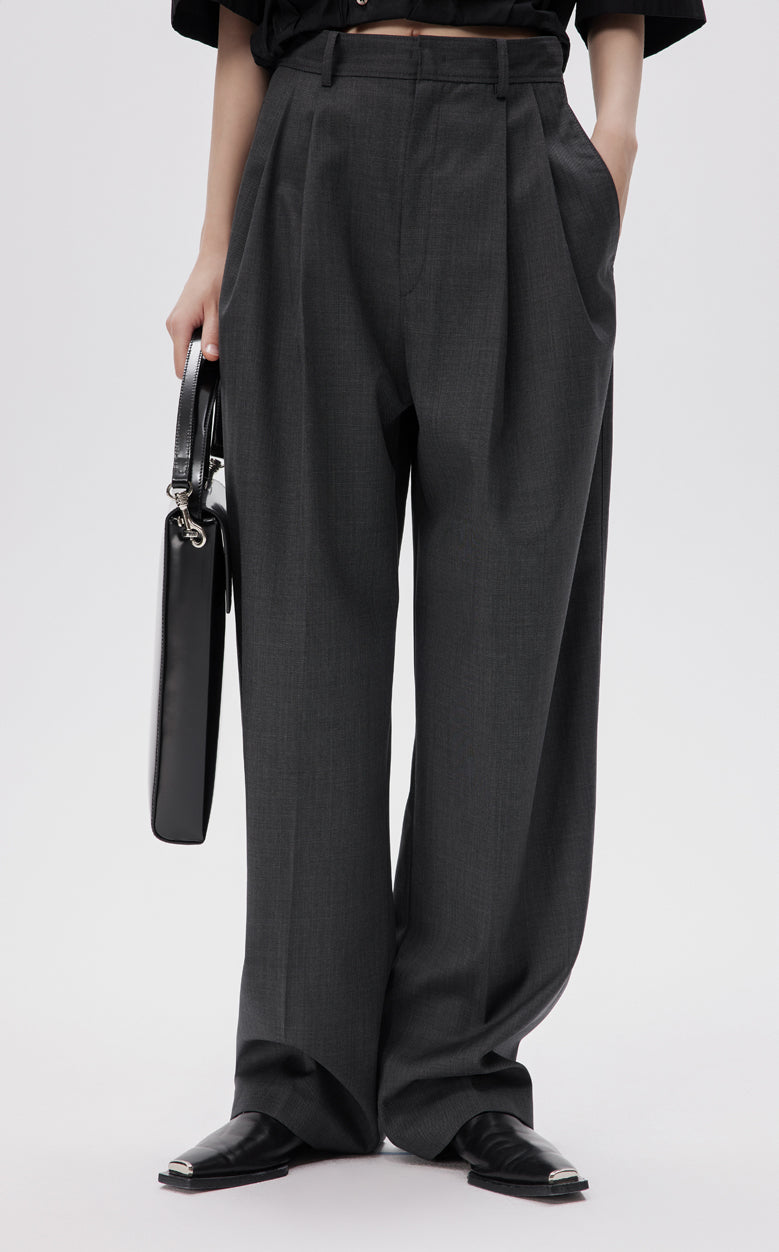 Pants / JNBY All-match Classic High-waist Straight-leg Loose Fit Pants Grey