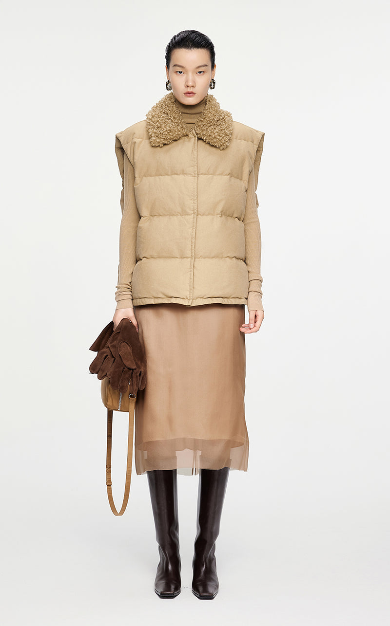 Skirt/JNBY H-line Organza Knee-length Skirt Brown