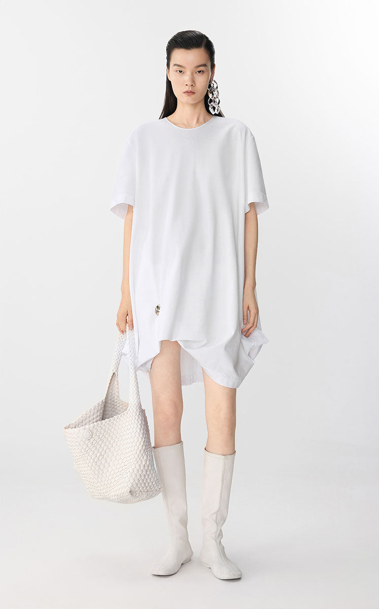 Dress / JNBY Roma Knit Bubble Hem Dress White