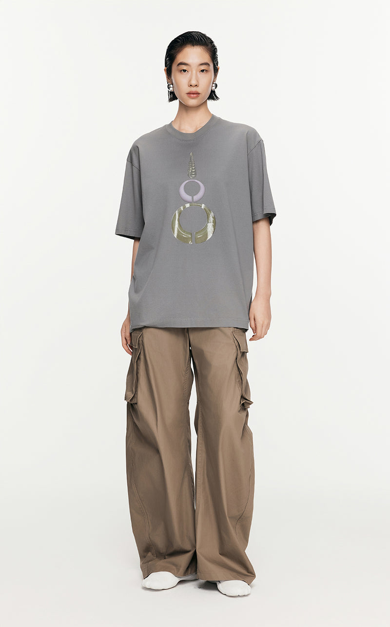 T-Shirt/JNBY Micro Elastic Loose Fitting Short-sleeved T-shirt Grey