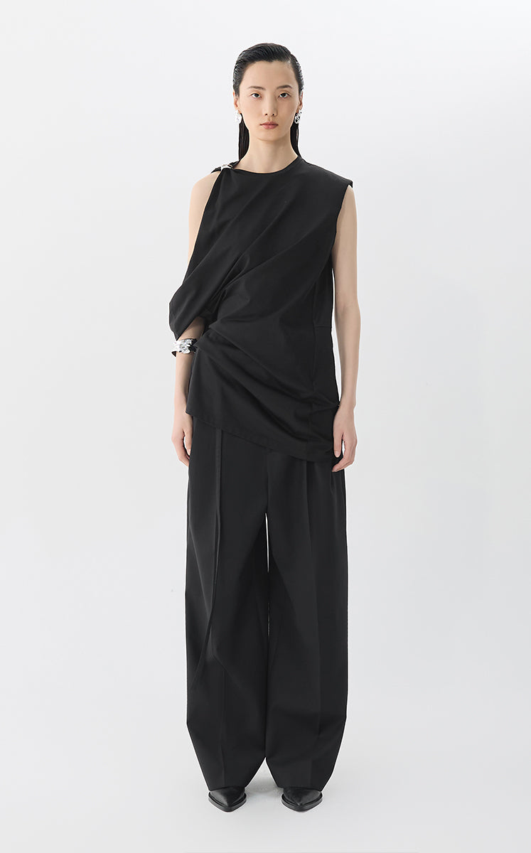 Dress / JNBY Twisted Cotton Sleeveless Dress Black