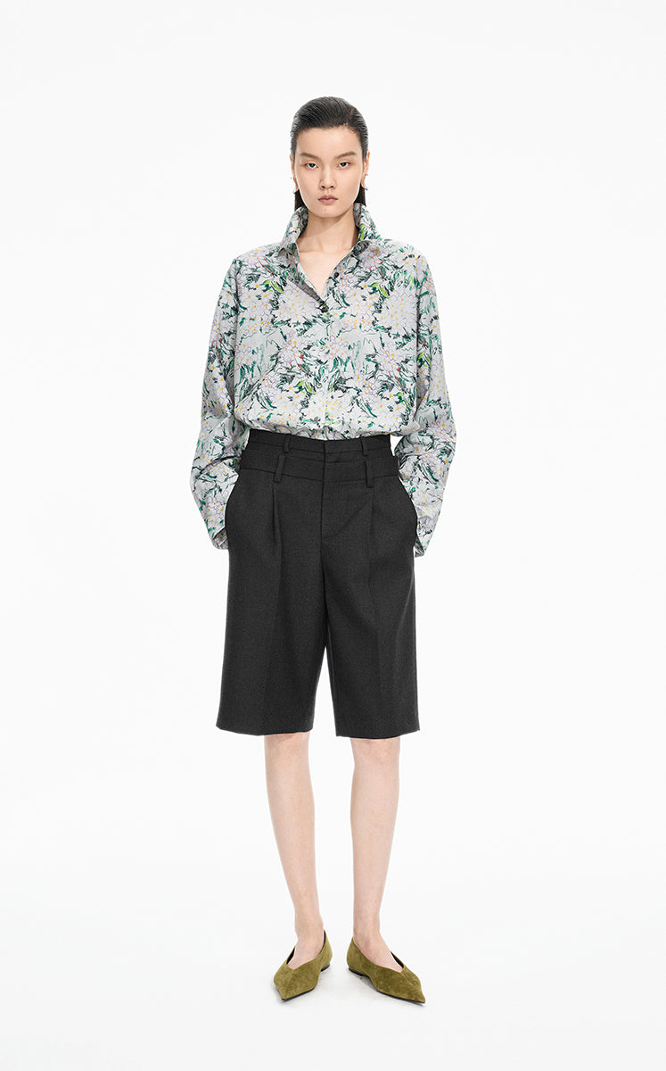 Shirt / JNBY Colored Pencil Floral Cotton Shirt Purple-Green