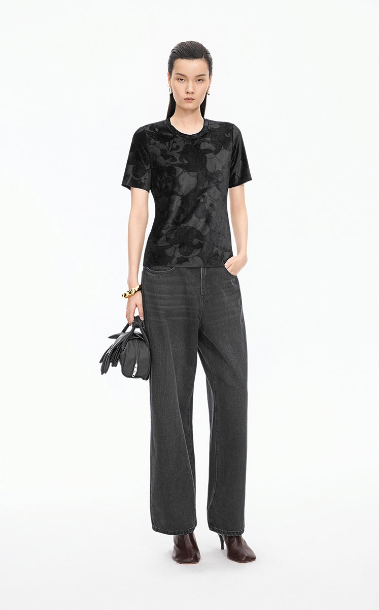 T-Shirt / JNBY Floral Vase Slim Fit T-Shirt Black