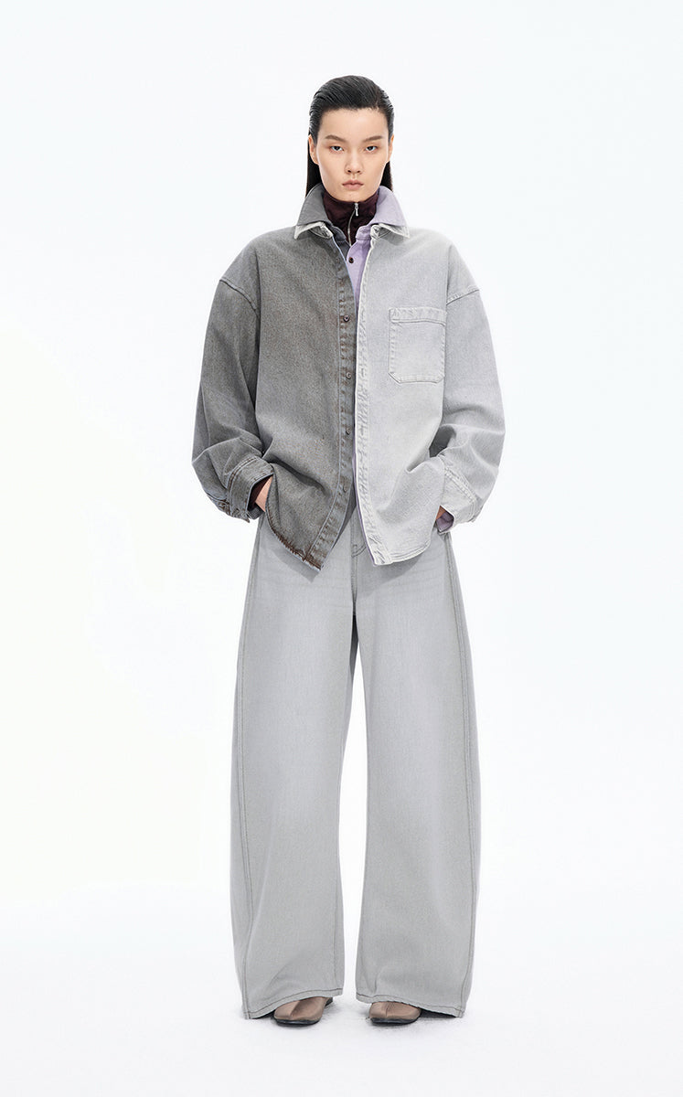 Jacket / JNBY Oversized Colorblock Denim Jacket Grey