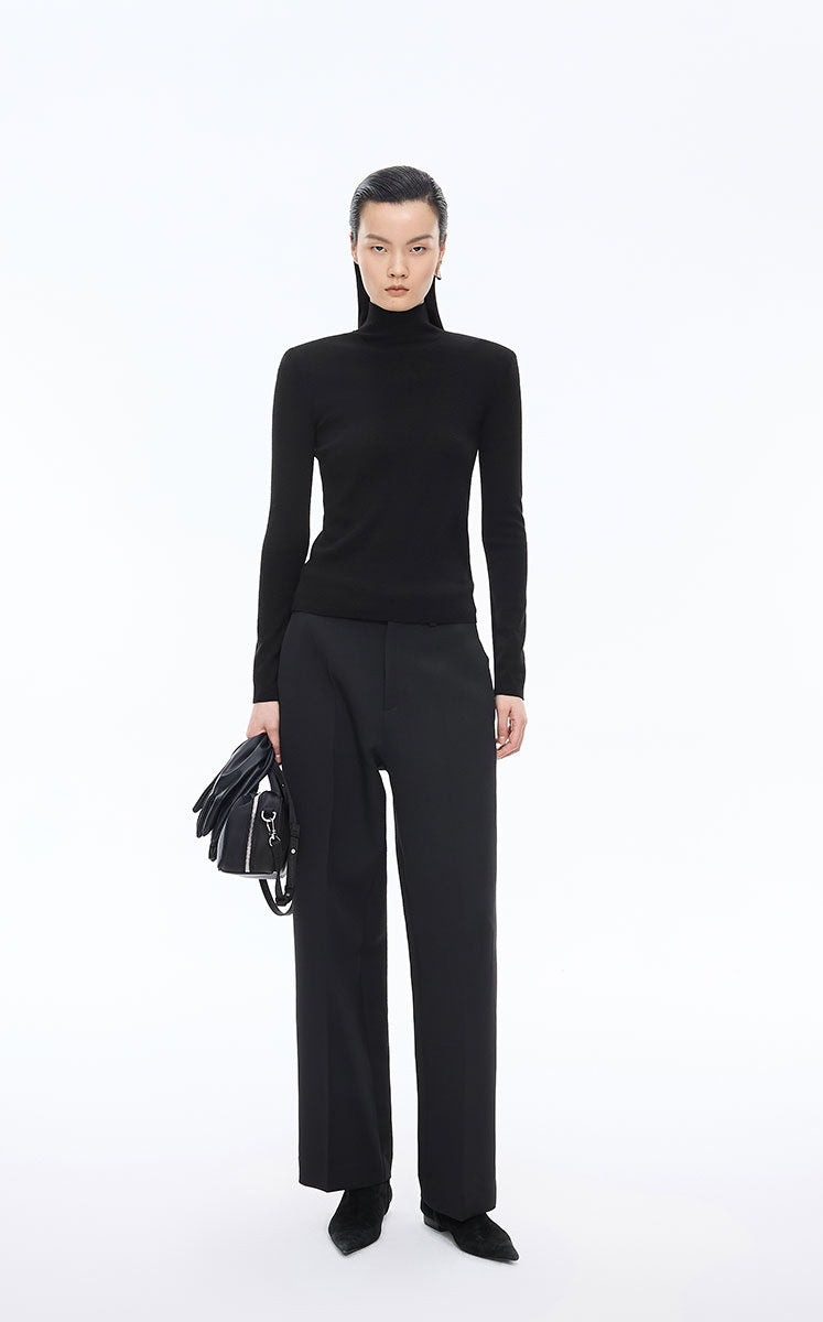 Sweater / JNBY Slim-Fit T-Neck Wool Blend Pullover Black