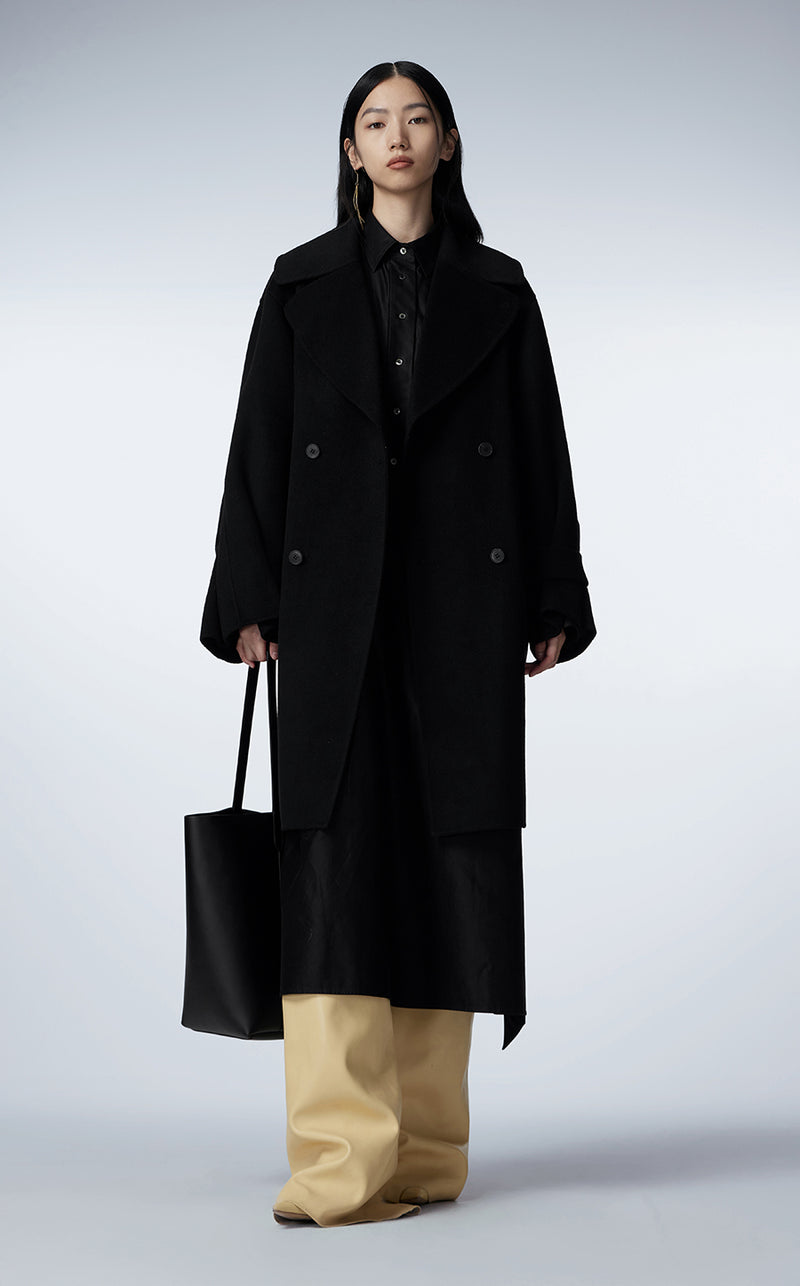 Coat / JNBY Loose-fit Notched-collar Wool Coat Black