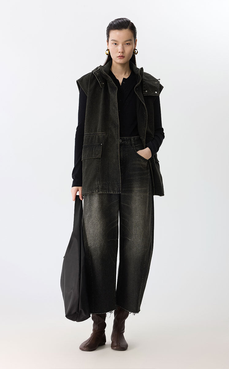 Vest / JNBY Drawstring Oversized Midi Vest Black