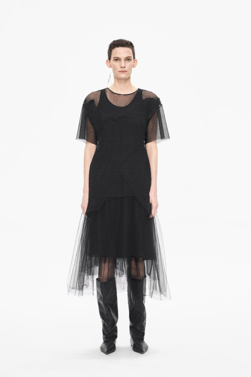 Skirt / JNBY Layered A-Line Tulle Midi Skirt