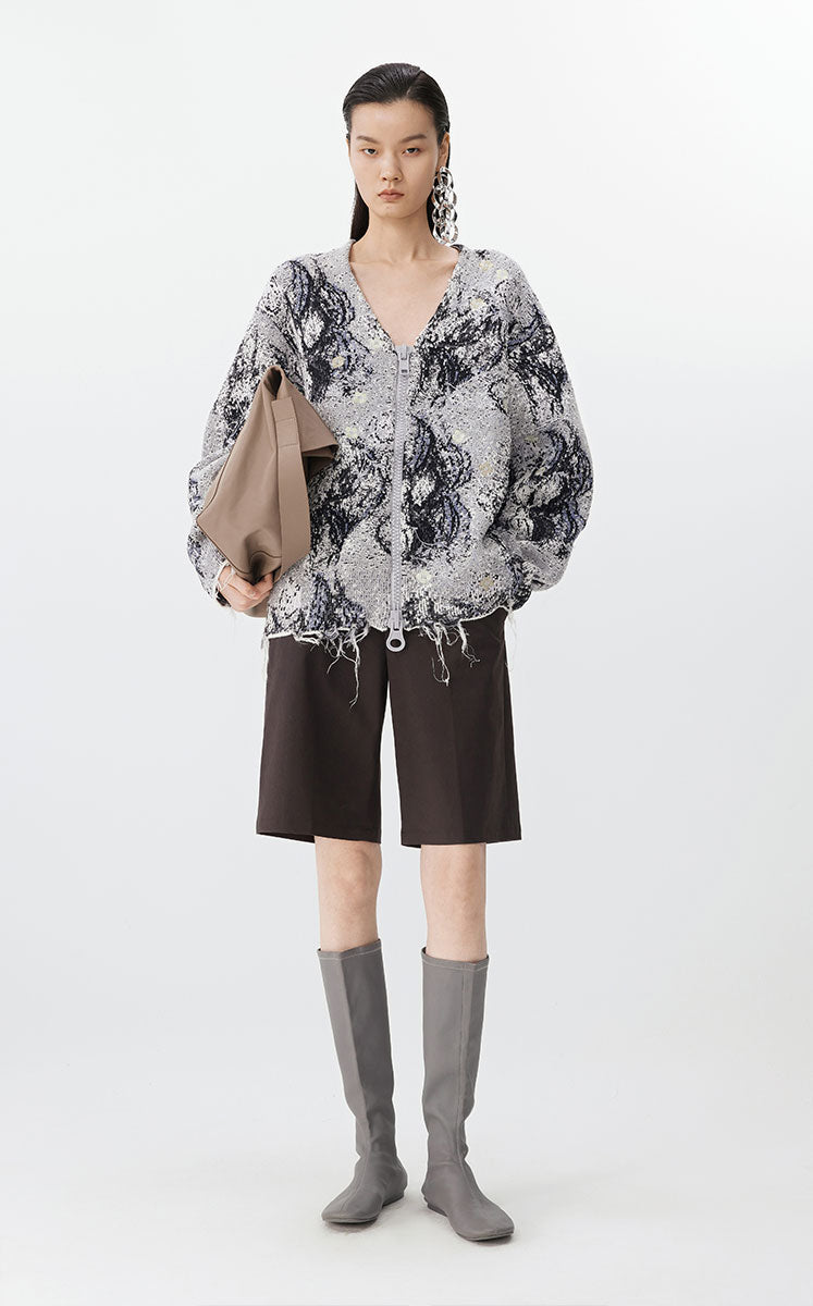 Sweater / JNBY Floral Dream Knit Cardigan Grey