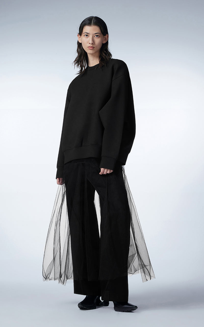 Sweatshirt / JNBY Relaxed Crew-neck Cotton Sweatshirt Black