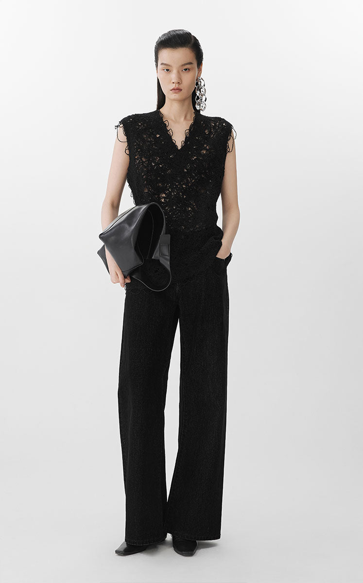 Sweater / JNBY Soft Textured Knit Vest Black