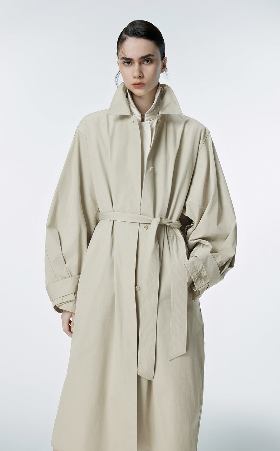 Coat / JNBY Cotton Trench Coat Khaki