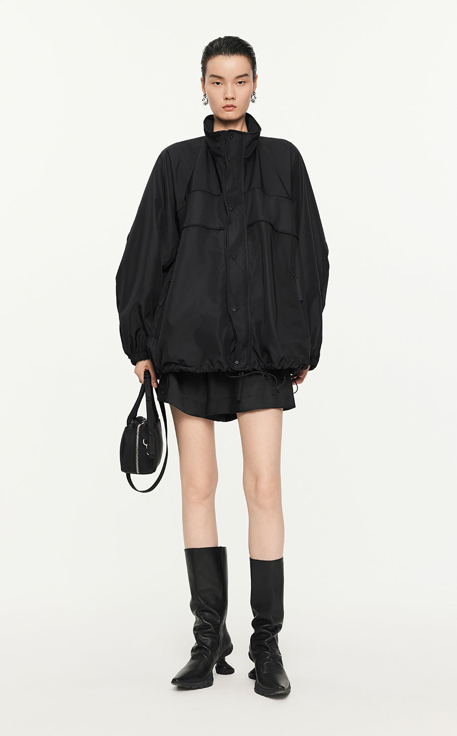 Jacket/JNBY Drawstring Aluminum Wire Oversize Jacket Black
