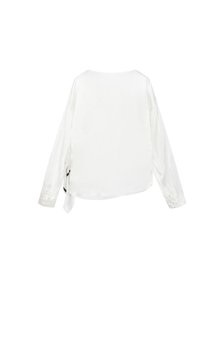Blouse / JNBY Silk Boat Neck Pearl Print Top