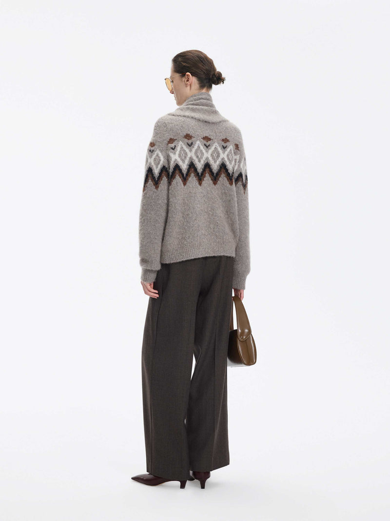 Cardigan / JNBY Alpaca Blend Geometric Knit Light Camel-2