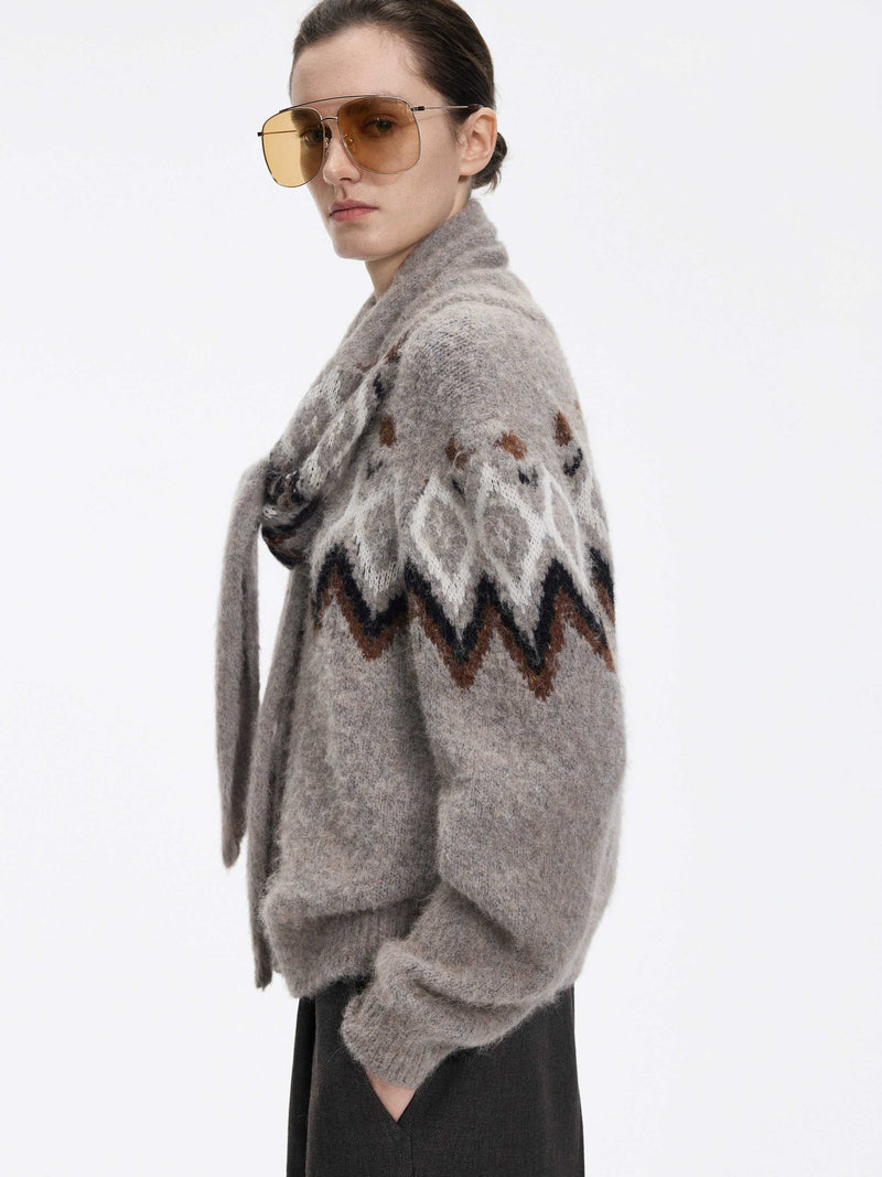 Cardigan / JNBY Alpaca Blend Geometric Knit Light Camel-2