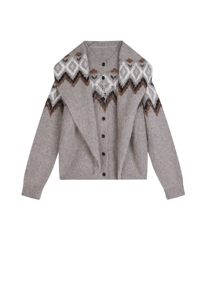 Cardigan / JNBY Alpaca Blend Geometric Knit Light Camel-2