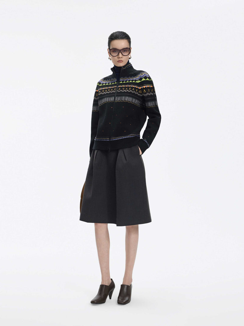 Cardigan / JNBY Merino Wool Cashmere Blend Jacquard Navy Mix-1