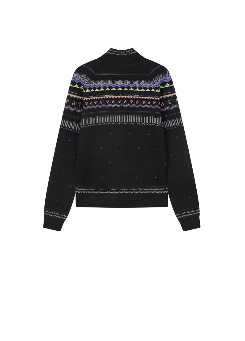 Cardigan / JNBY Merino Wool Cashmere Blend Jacquard Navy Mix-1