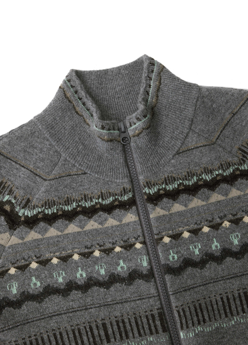 Cardigan / JNBY Merino Wool Cashmere Blend Jacquard Grey Mix-2