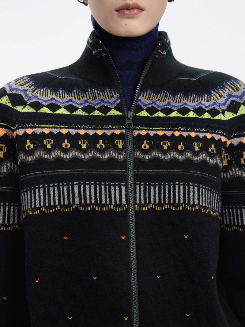 Cardigan / JNBY Merino Wool Cashmere Blend Jacquard Navy Mix-1