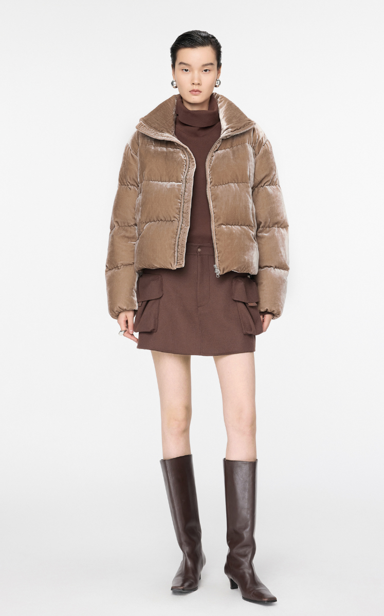 Coat / JNBY Silk-blend Puffer Jacket Green Khaki