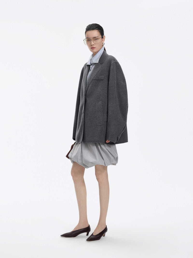 Coat / JNBY Oversized Wool Double-Face Blazer Heather Grey-1