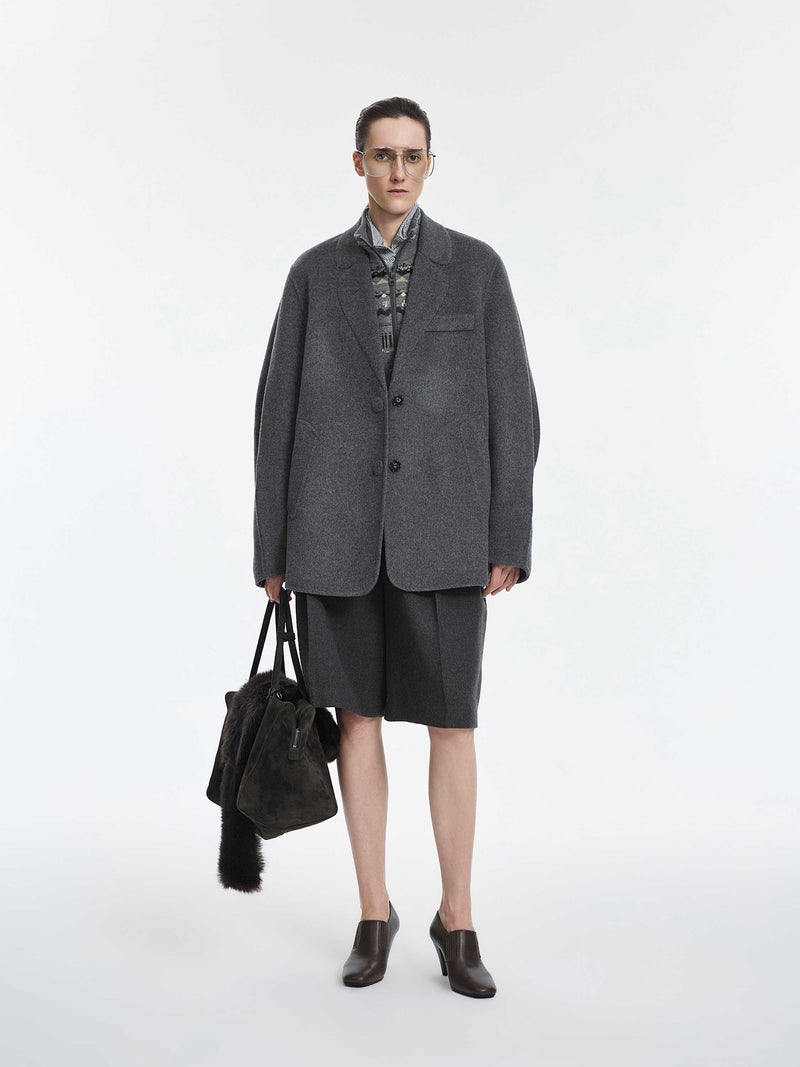 Coat / JNBY Oversized Wool Double-Face Blazer Heather Grey-1