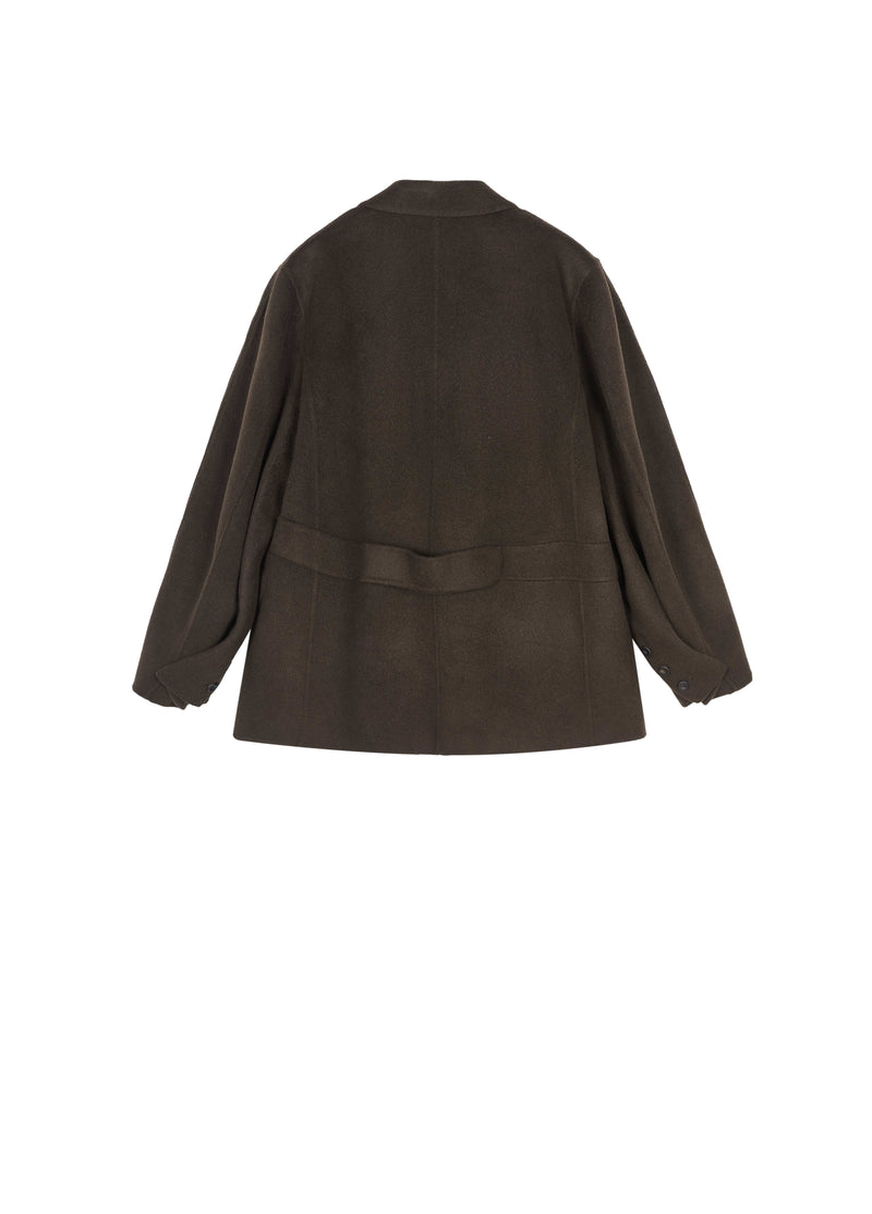 Coat / JNBY Oversized Wool Double-Face Blazer Dark Brown Green-2