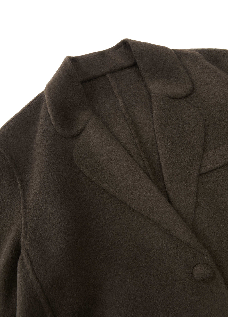 Coat / JNBY Oversized Wool Double-Face Blazer Dark Brown Green-2