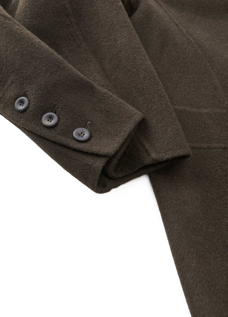 Coat / JNBY Oversized Wool Double-Face Blazer Dark Brown Green-2