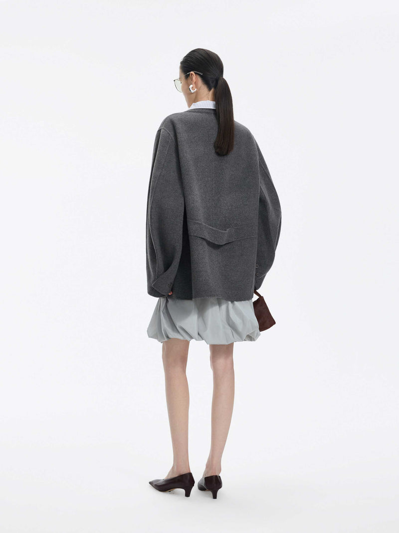 Coat / JNBY Oversized Wool Double-Face Blazer Heather Grey-1
